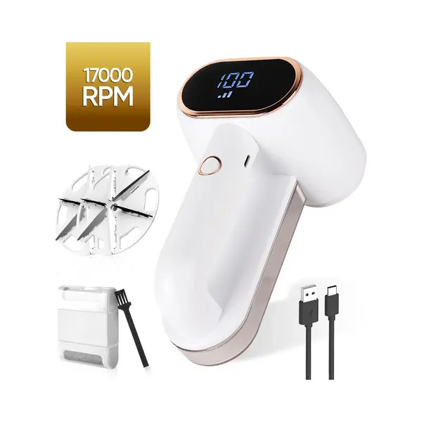 MostEssential - Premium Fusselentferner LR218 - Usb-C Schnellladefunktion - Kabellos - 2000 MAh Akku - 17.000 U/min - Weiß thumbnail