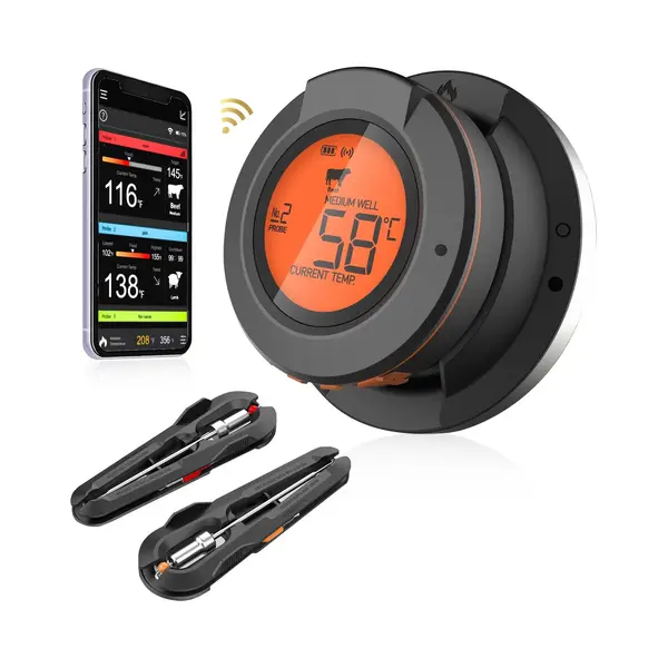 MostEssential At-02 Vleesthermometer - Smart Bbq Thermometer - Oventhermometer - Inclusief Bluetooth, App & 2 Meetsondes thumbnail