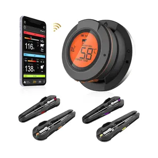 MostEssential At-02 Vleesthermometer - Smart Bbq Thermometer - Oventhermometer - Inclusief Bluetooth, App & 4 Meetsondes