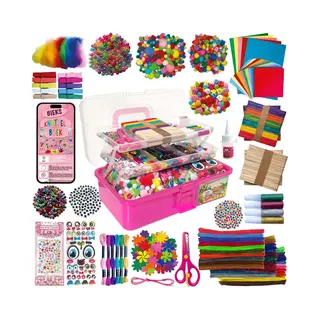 Knutselkoffer Xxl BIEK20® Roze - Inclusief E-Book - Knutselpakket - Knutselen Meisjes - Creatief Speelgoed - Knutseldoos - Knutselset - Knutselen