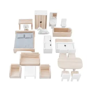 Petite Amelie Petite Amélie Poppenhuis Meubels - Handgemaakt - Vanaf 3 Jaar - Set Van 19 - Hout