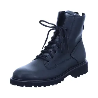 Durea 9769 E - Enkellaarsjes Met Veters, Hoge Sneakers Voor Dames, Lage Veterschoenen, Kleur, Zwart, Zwart.