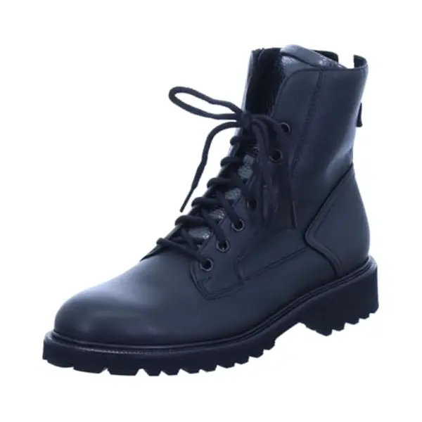 Durea 9769 E - Enkellaarsjes Met Veters, Hoge Sneakers Voor Dames, Lage Veterschoenen, Kleur, Zwart, Zwart. thumbnail