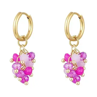 Bijoutheek Oorhangers Tros Kralen Fuchsia