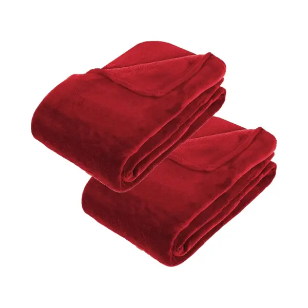 Atmosphera Plaid - 2x - Rood - Polyester - 180 X 230 Cm - Fleece Deken - Groot thumbnail
