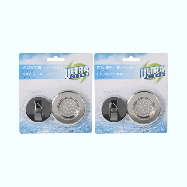 2x Stuks Gootsteenfilters Met Stoppers Rvs 65 Mm - Zeefje/vergiet - Afvoer Filter - Wastafel Putje thumbnail
