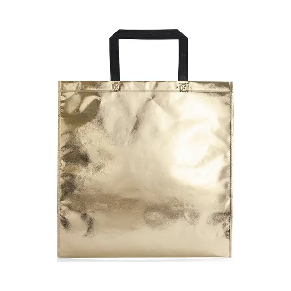 Draagtas/schoudertas In Opvallende Metallic Goud Kleur - 45 X 44 X Cm - Kunststof - Goody Bags thumbnail