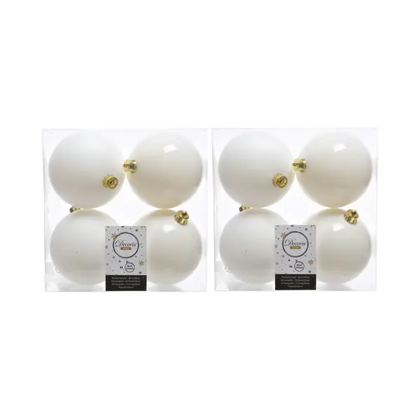 Decoris Kerstballen - 12x St - Wol Wit - 10 Cm - Kunststof - Kerstversiering thumbnail