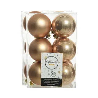 Decoris Kerstballen - 24x St - Toffee Bruin - 6 Cm - Kunststof - Mat/glans