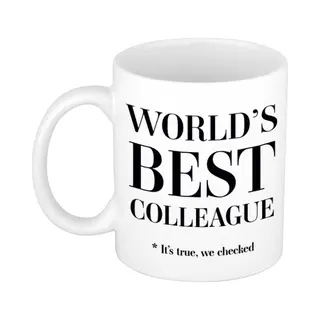 Bellatio Decorations Worlds Best Colleague Cadeau Koffiemok / Theebeker - 330 Ml - Wit - Cadeau Mok