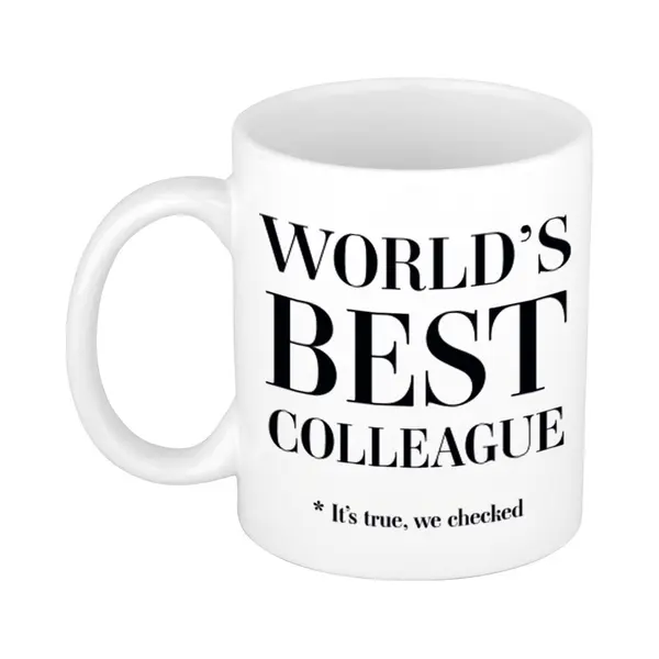 Bellatio Decorations Worlds Best Colleague Cadeau Koffiemok / Theebeker - 330 Ml - Wit - Cadeau Mok thumbnail