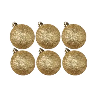 Cosy&Trendy Cosy & Trendy Kerstballen - 6x St - Goud - Glitters - D8 Cm - Kunststof - Kerstversiering
