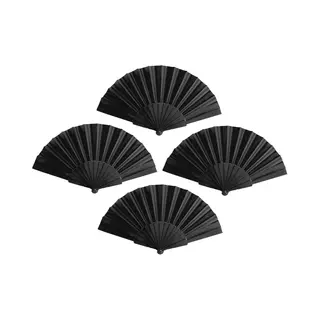 Spaanse Handwaaier - Set Van 4x Stuks - Zwart - 23 X 43 Cm - Verkoeling Waaiers Voor Zomerse Themperatuur