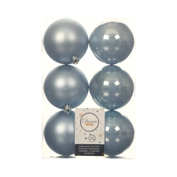 Decoris Kerstballen - 12x St - Lichtblauw - D8 Cm - Kunststof - Mat/glans - Kerstversiering thumbnail