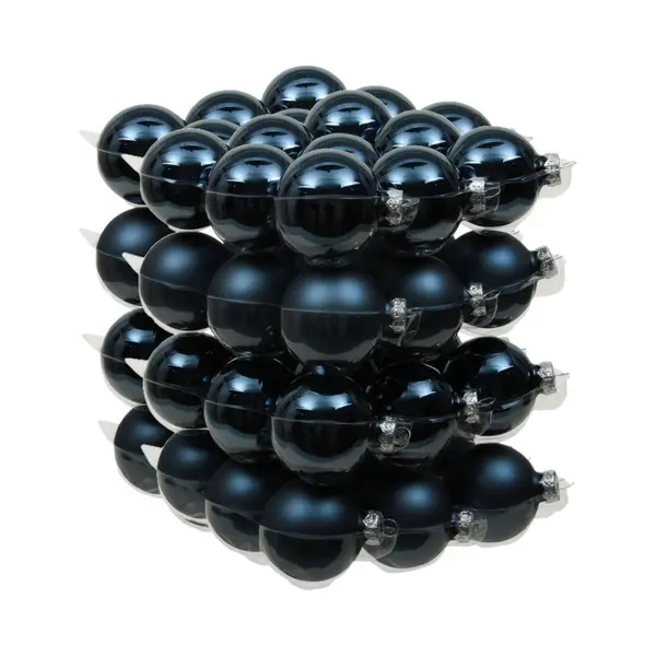 Othmar Decorations 72x Stuks Kerstversiering Kerstballen Donkerblauw Van Glas - 4 Cm - Mat/glans - Kerstboomversiering thumbnail