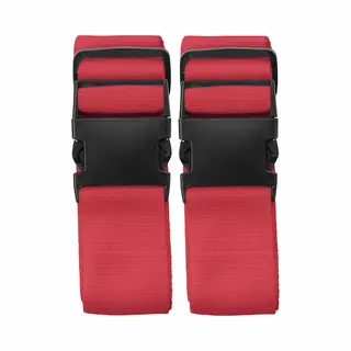 Kofferriem Verstevigende Sluit Riem - 2x Stuks - 180 X 5 Cm - Rood - Clipsluiting - Reizen - Polyester - Kofferband