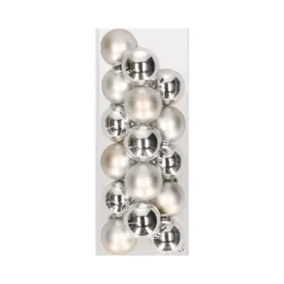 Decoris 16x Stuks Kunststof Kerstballen Zilver 4 Cm - Onbreekbare Plastic Kerstballen - Kerstboomversiering
