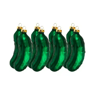Hi Kersthangers - Augurken - 8x Stuks - Glas - 9 Cm - Kerstboomversiering - Kerstornamenten