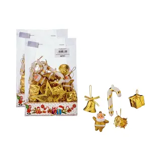Krist+ 48x Stuks Kunststof Kerstornamenten Inclusief Piek Goud Voor Een Mini Kerstboom