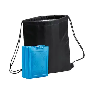 Koeltas Rugtas Zwart Met Rijgkoord Cm Met 2x Kleine Koelelementen - 32 X 42 Cm