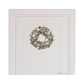 Decoris Kerstkrans/dennenkrans - Groen - Roze Decoratie - D50 Cm - Kerstkransen