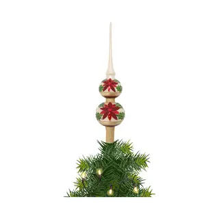 Krebs Piek Met Kerstster - 1x - Goudkleurig - Glas - 30 Cm - Kerstversiering - Kerstboomversiering