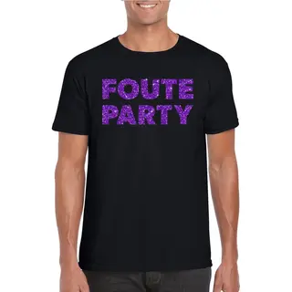 Bellatio Decorations Zwart Foute Party T-shirt Met Paarse Glitters Heren - Fout/themafeest/feest Kleding L