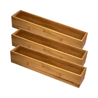 Secret de Gourmet 5Five Bestekbak/keuken Organizer - Set Van 3x Stuks - 1 Vaks - Bamboe - 38 X 8 X 7 Cm - Lade Verdeler