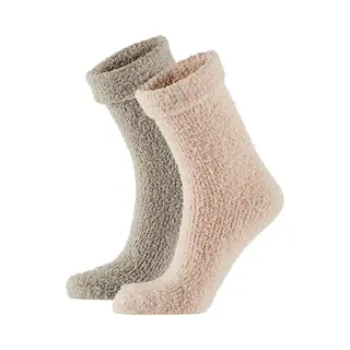 Apollo Dames/meisjes Bedsokken/huissokken Soft Touch - 2x Pak - Roze/grijs - Maat 36-41