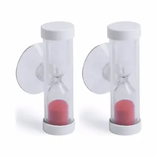 Zandloper - 2x - Badkamer/poets Timer - Zuignap - 2 Minuten - Rood