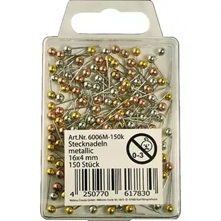 Kopspelden/steekspelden - 150x Stuks - Metallic - 16 Mm - Hobby/naai Spelden