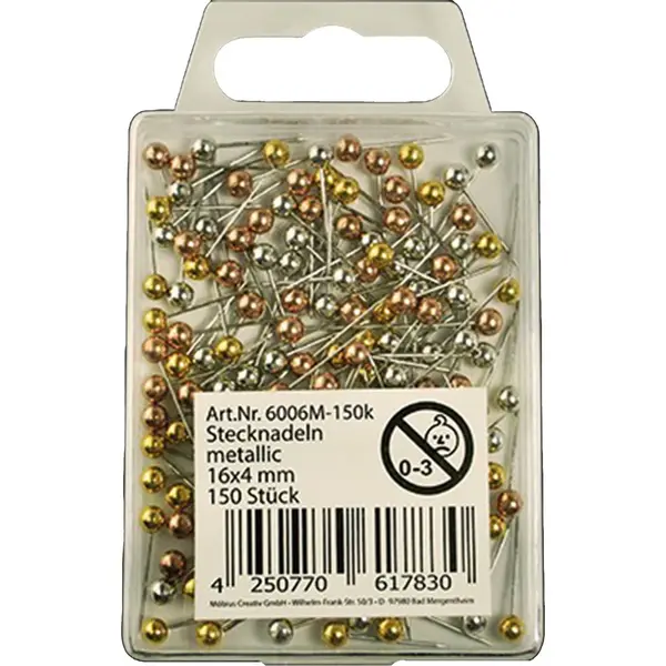 Kopspelden/steekspelden - 150x Stuks - Metallic - 16 Mm - Hobby/naai Spelden thumbnail