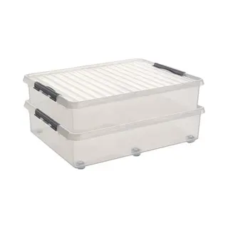 Sunware Opslagbox - 2x Stuks - Met Deksel - Kunststof - 60 Liter - 80 X 50 X 20 Cm - Opslagdoos