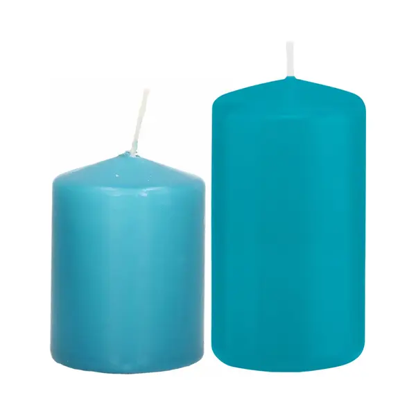 Trend Candles - Stompkaarsen Set 2x Stuks Turquoise Blauw 8 En 12 Cm thumbnail