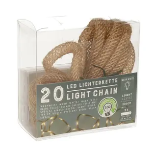 Cepewa Touwverlichting Lichtsnoer - 2x - 320 Cm - 20 Micro Leds - Warm Wit - Op Batterij