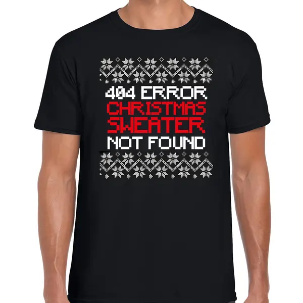 Bellatio Decorations Foute Kerst T-shirt Voor Heren - 404 Error - Zwart - Christmas Sweater Not Found L thumbnail