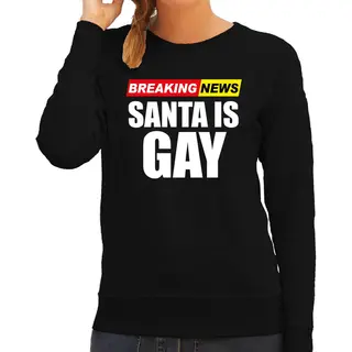 Bellatio Decorations Foute Humor Kersttrui Breaking News Gay Kerst - Sweater - Zwart - Dames S