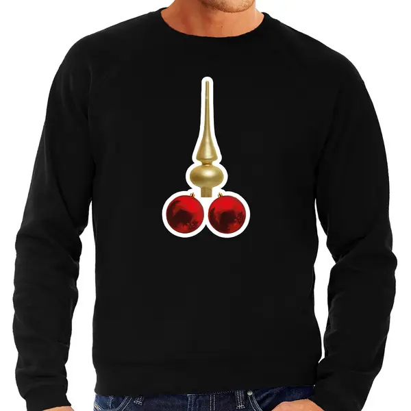 Bellatio Decorations Foute Humor Kersttrui Kerstballen Kerst - Sweater - Zwart - Heren S thumbnail