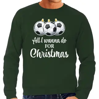 Bellatio Decorations Foute Kersttrui - Voetballen Kerstballen - Sweater - Groen - Voor Heren S