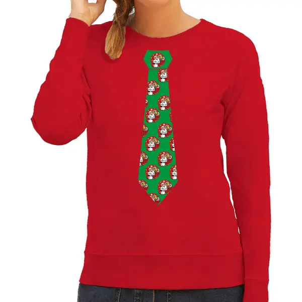 Bellatio Decorations Stropdas Kersttrui/kerst Sweater Kestman Met Bier - Rood - Dames Xl thumbnail