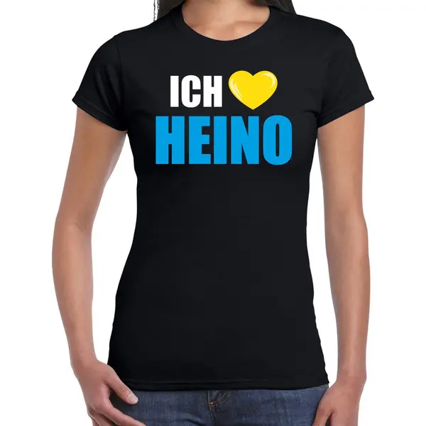 Bellatio Decorations Apres-ski T-shirt Wintersport Ich Liebe Heino - Zwart - Dames M thumbnail