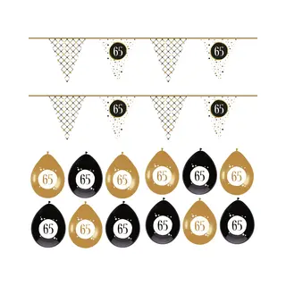 Haza - Verjaardag 65 Jaar Feestartikelen Pakket Vlaggetjes/ballonnen