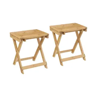 5Five - Bijzettafel Opvouwbaar - 2x - Bamboe Hout - L39 X B33 X H44 Cm