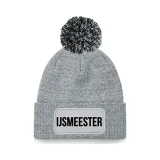 Bellatio Decorations IJsmeester Muts Met Pompon - One Size - Grijs - Wintermuts
