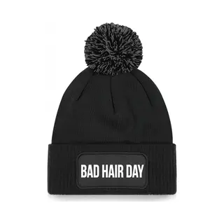 Bellatio Decorations Bad Hair Day Muts Met Pompon - Unisex - One Size - Zwart - Wintermuts