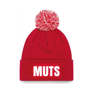 Bellatio Decorations Muts Pompon Met Grappige Tekst - One Size - Rood