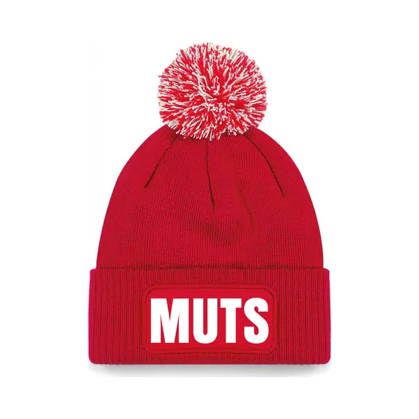 Bellatio Decorations Muts Pompon Met Grappige Tekst - One Size - Rood thumbnail