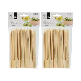Excellent Houseware Sate Prikkers/stokjes - 100x - Bamboe - 15 Cm - Bbq Spiezen - Cocktail Prikkers