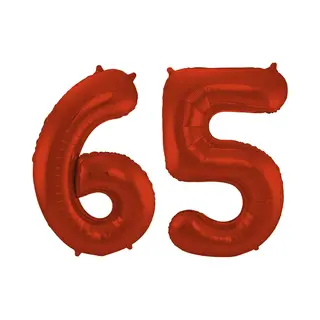Folat Verjaardag Leeftijd Folieballon - 65 Jaar - Rood - 86 Cm - Cijferballon Groot
