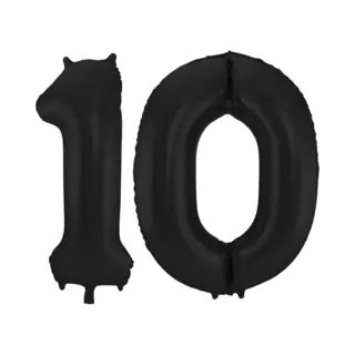 Folat Verjaardag Leeftijd Folieballon - 10 Jaar - Zwart - 86 Cm - Cijferballon Groot